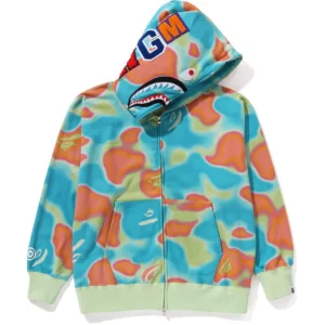 BAPE LIQUID CAMO SHARK RELAXED FIT FULL ZIP HOODIE