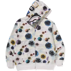 BAPE FLORAL CAMO SHARK RELAXED FIT FULL ZIP HOODIE