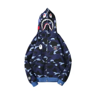 BAPE 1ST OG Full Camo Shark Full Zip up Hoodie Blue