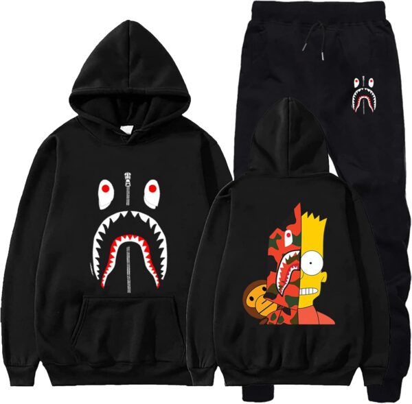 BAPE Shark Mouth Hoodie and Sweatpants Couple Tracksuit