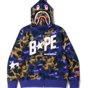 BAPE x HERON PRESTON MIX CAMO SHARK RELAXED FULL ZIP HOODIE BLUE